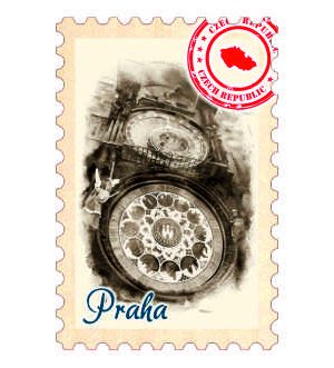 Magnetka známka Praha Orloj.